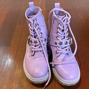 Kids Purple Glitter Boots